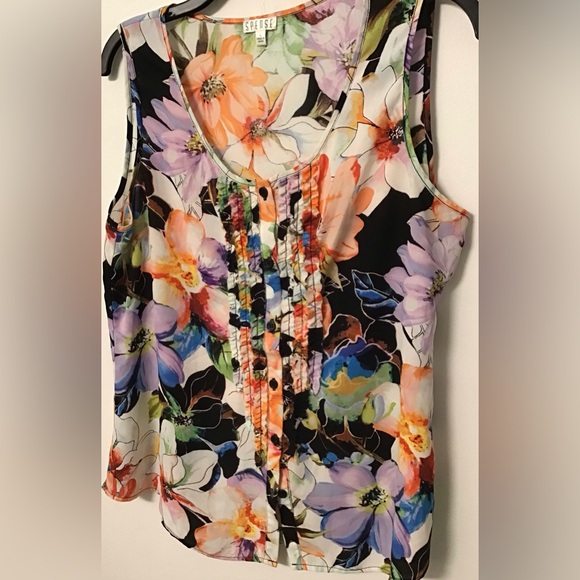 Spence multicolor, floral sleeveless blouse size large - Picture 4 of 8